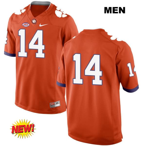 Men's Clemson Tigers #14 Denzel Johnson Stitched Orange New Style Authentic Nike No Name NCAA College Football Jersey SDT5546YQ